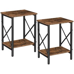 alloswell nightstands set of 2, end tables with storage shelf, bedside tables x-shaped design, side tables for living room, bedroom, 14.6 x 10.6 x 19.9 inches, easy assembly, rustic brown ethr2801s2