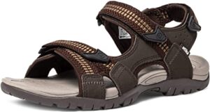 atika men's open toe arch support strap water sandals, outdoor hiking sandals, lightweight athletic trail sport sandals, havana 2 brown tan, 7