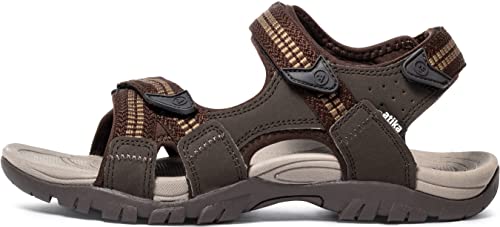 atika Men's Open Toe Arch Support Strap Water Sandals, Outdoor Hiking Sandals, Lightweight Athletic Trail Sport Sandals, Havana 2 Brown Tan, 7