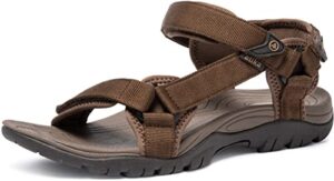 atika men's outdoor hiking sandals, open toe arch support strap water sandals, lightweight athletic trail sport sandals, maya 2 brown, 11