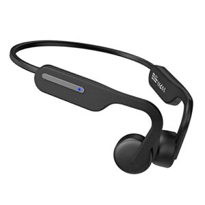 relaxyo bone conduction headphones, open ear wireless earphones bt 5.0 headset, with up to 8 hours playtime built-in mic ip56 sweatproof, for running hiking cycling and workouts(black)…