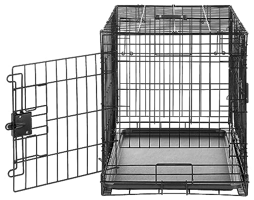 Amazon Basics Durable,Foldable Metal Wire Dog Crate with Tray, Double Door, 30 Inches, Black