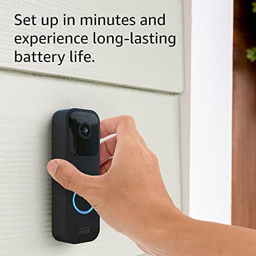 Certified Refurbished Blink Video Doorbell | Two-way audio, HD video, motion and chime app alerts and Alexa enabled — wired or wire-free (Black)