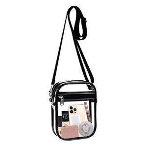 fibrdoo clear crossbody purse bag, clear bag stadium approved with front pocket for concerts sports festivals (s)