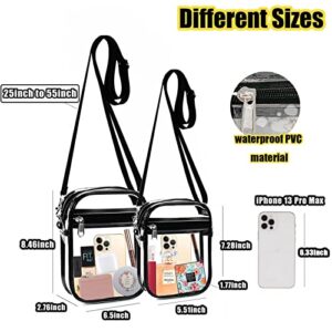 Fibrdoo Clear Crossbody Purse Bag, Clear Bag Stadium Approved with Front Pocket for Concerts Sports Festivals (S)