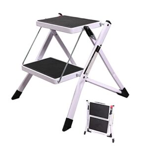 varbucamp step ladder 2 step folding for kitchen, lightweight portable step ladder with sturdy wide pedal for adults & kids,white