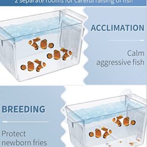 Pawfly Aquarium Fish Breeding Box Acrylic Hatchery Incubator Tank with Suction Cups Small Isolation Box for Baby Small Fish Shrimp and Betta