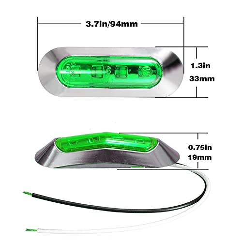 UWDESY 10Pcs Green 4 LED Side Marker Lights Front Rear Interior Clearance Tail Light Warning Turn Indicators Underglow Wheel Rock Lamp for Auto Truck Trailer Tail Car RV Camper Boat ATV DC12V-24V