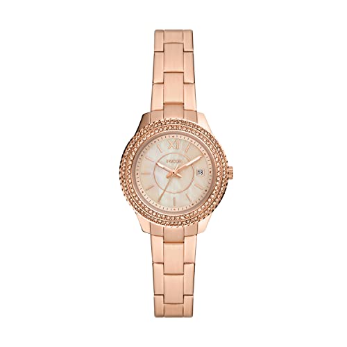 Fossil Women's Stella Mini Quartz Stainless Steel Three-Hand Watch, Color: Rose Gold (Model: ES5136)