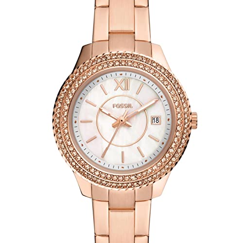 Fossil Women's Stella Mini Quartz Stainless Steel Three-Hand Watch, Color: Rose Gold (Model: ES5136)