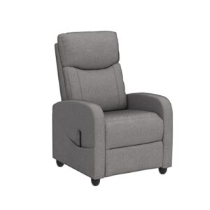 recliner chair, arm chair for living room recliner sofa winback single sofa home theater seating modern reading reclining chair easy lounge with fabric padded seat backrest grey