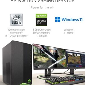 HP Pavilion Gaming Desktop, 10th Generation Intel Core i5-10400F Processor, NVIDIA GeForce GTX 1650 Graphics, 8 GM RAM, 256 GB SSD, Windows 11 Home (TG01-1120, Shadow Black)