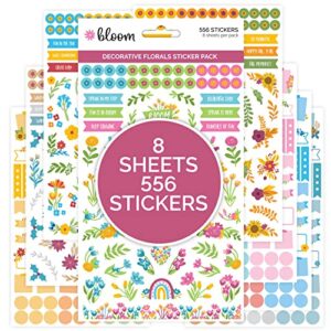 bloom daily planners decorative floral planner sticker sheets - variety sticker pack for decorating, planning, scrapbooking, etc.