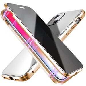 estpeak compatible with iphone 13 mini magnetic case,anti peep magnetic double-sided privacy screen protector clear back metal bumper anti-peep privacy anti spy phone case for iphone 13 mini-2021