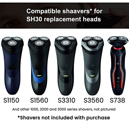 SH30 Replacement Heads for Philips Norelco Series 3000, 2000, 1000 Shavers and S738 Click and Style Fits The Following Models: S1150, S1015, S1100, S1560