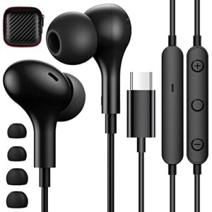 usb c headphones wired earbuds for samsung s22 s21 ultra s20 s23 iphone 15 pro max plus,magnetic type c earphone in-ear headset with mic hifi stereo noise canceling for galaxy s22 ultra a53 note 20 10