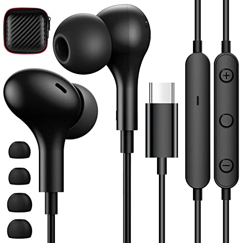 USB C Headphones Wired Earbuds for Samsung S22 S21 Ultra S20 S23 iPhone 15 Pro Max Plus,Magnetic Type C Earphone In-Ear Headset with Mic HiFi Stereo Noise Canceling for Galaxy S22 Ultra A53 Note 20 10