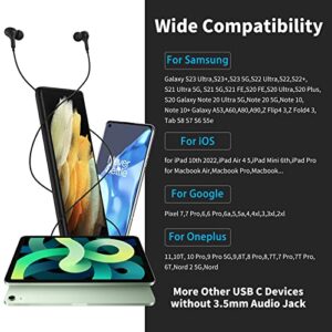 USB C Headphones Wired Earbuds for Samsung S22 S21 Ultra S20 S23 iPhone 15 Pro Max Plus,Magnetic Type C Earphone In-Ear Headset with Mic HiFi Stereo Noise Canceling for Galaxy S22 Ultra A53 Note 20 10