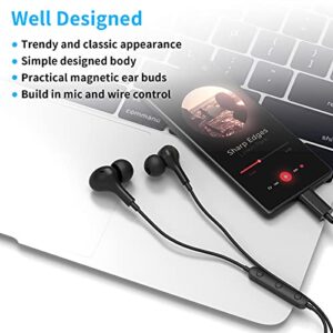 USB C Headphones Wired Earbuds for Samsung S22 S21 Ultra S20 S23 iPhone 15 Pro Max Plus,Magnetic Type C Earphone In-Ear Headset with Mic HiFi Stereo Noise Canceling for Galaxy S22 Ultra A53 Note 20 10