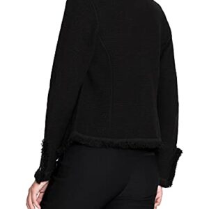 NIC+ZOE womens Fringe Mix Jacket Casual Blazer, Black Onyx, Large US