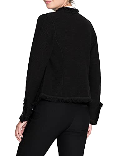 NIC+ZOE womens Fringe Mix Jacket Casual Blazer, Black Onyx, Large US