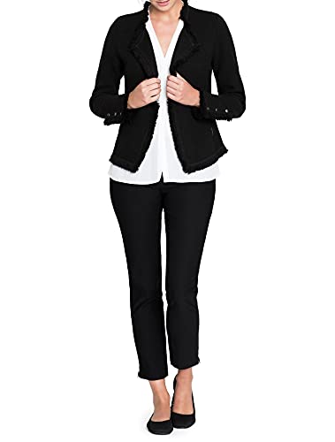 NIC+ZOE womens Fringe Mix Jacket Casual Blazer, Black Onyx, Large US