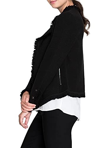 NIC+ZOE womens Fringe Mix Jacket Casual Blazer, Black Onyx, Large US