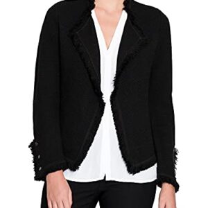 NIC+ZOE womens Fringe Mix Jacket Casual Blazer, Black Onyx, Large US