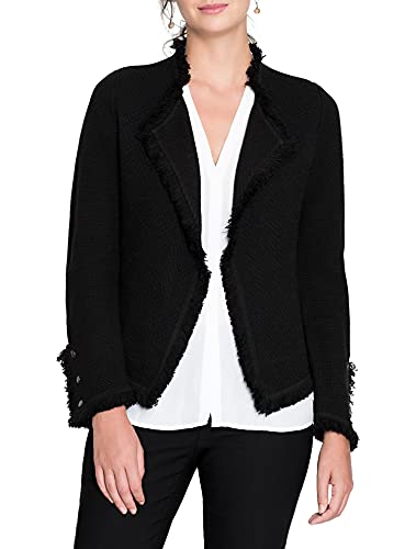 NIC+ZOE womens Fringe Mix Jacket Casual Blazer, Black Onyx, Large US