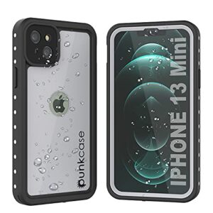 punkcase for iphone 13 mini waterproof case [studstar series] [slim fit] [ip68 certified] [shockproof] [dirtproof] [snowproof] 360 full body armor cover for iphone 13 mini (5.4") (2021) [white]