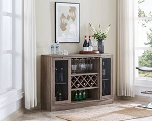 home source bar cabinet with curved wire mesh doors in stone grey finish