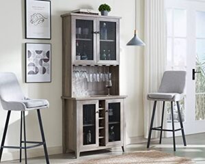 home source jill zarin bar cabinet in grey wash with mesh doors and stem glass placement