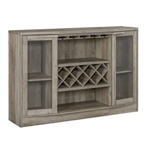 Home Source Jill Zarin Bar Cabinet with Two Curved Glass Doors in Stone Grey Finish