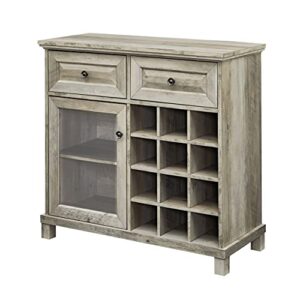 Home Source Small Bar Cabinet in Grey Wash with Glass Door