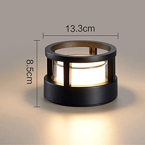 Mrdsre IP65 Waterproof Round Outdoor Garden Post Bollard Light Residential Lighting Column Lamp Aluminum Pathway Driveway Floor Lawn Landscape Lighting E27 Decoration Pillar Lantern Stigma Lamps