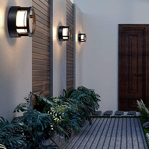 Mrdsre IP65 Waterproof Round Outdoor Garden Post Bollard Light Residential Lighting Column Lamp Aluminum Pathway Driveway Floor Lawn Landscape Lighting E27 Decoration Pillar Lantern Stigma Lamps