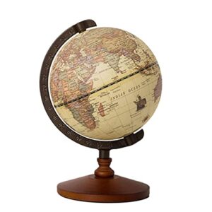 calidaka geographic globes, antique globe with a wood base, vintage decorative political desktop world for school, home, and office, 8.7" x 5.5"