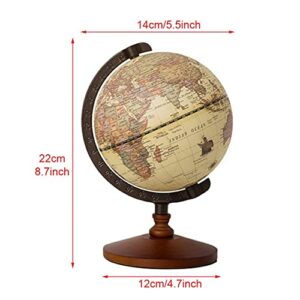CALIDAKA Geographic Globes, Antique Globe with A Wood Base, Vintage Decorative Political Desktop World for School, Home, and Office, 8.7" x 5.5"