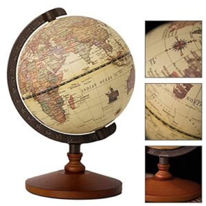 CALIDAKA Geographic Globes, Antique Globe with A Wood Base, Vintage Decorative Political Desktop World for School, Home, and Office, 8.7" x 5.5"