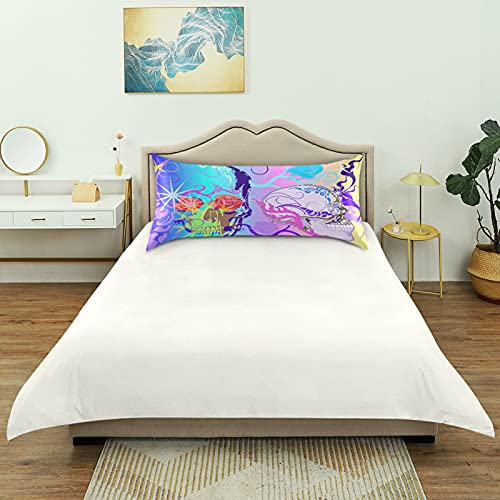 Nander Halloween Satin Pillowcase for Hair and Skin,Thai Skull Colorful Style Soft Silk Pillow Cases No Zipper, Pillow Cover with Envelope Closure,Standard Size 20x26 inch