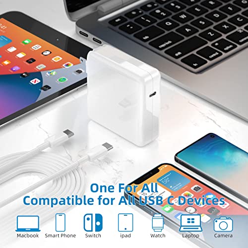 Mac Book Pro Charger - 118W USB C Charger Fast Charger for MacBook Pro, MacBook Air, iPad Pro, Samsung Galaxy and All USB-C Devices, 7.2ft USB C to C Cable
