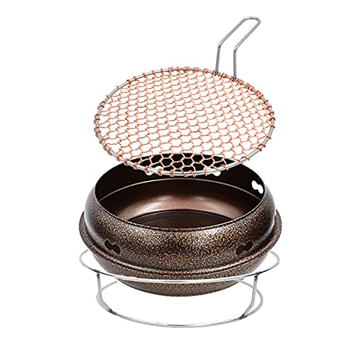 HttKse Cast Iron Charcoal Grill Burners Household Charcoal Stove Tabletop BBQ Grill Portable Food Charcoal Stove with Copper Grill Net Barbecues Burners (Color : Black, Size : 29.5x12.5cm)