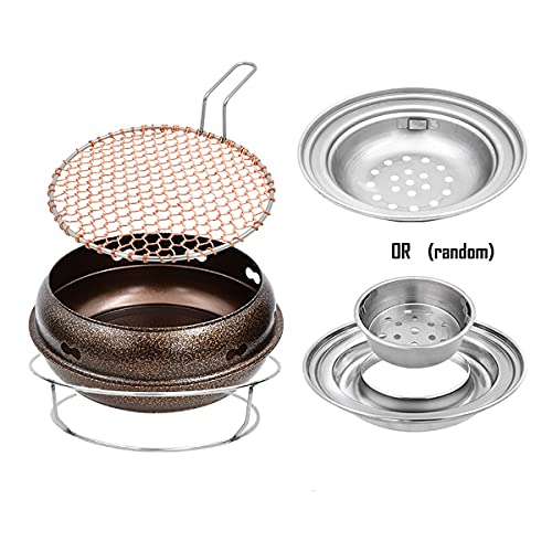 HttKse Cast Iron Charcoal Grill Burners Household Charcoal Stove Tabletop BBQ Grill Portable Food Charcoal Stove with Copper Grill Net Barbecues Burners (Color : Black, Size : 29.5x12.5cm)