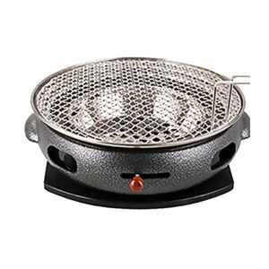 cast iron charcoal grill burners charcoal bbq grill portable tabletop grill food charcoal stove household barbecue tools with steel grill net barbecues burners (color : black, size : 33x12cm)