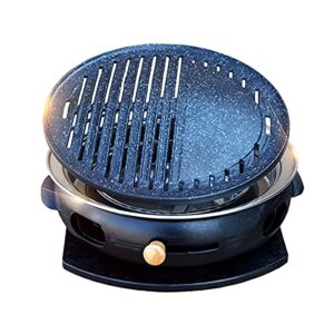 cast iron charcoal grill burners portable charcoal bbq grill cast iron desk tabletop barbecue stove bbq tool for outdoor garden camping picnic barbecues burners ( color : black , size : 34x34x12cm )
