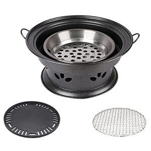 cast iron charcoal grill burners outdoor charcoal barbecue grill household bbq grill portable barbecue pot picnic barbecue supplies barbecues burners (color : black, size : 34x15cm)