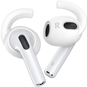 gcioii 3 pairs airpods 3 ear hooks covers [added storage pouch] anti slip wings ear covers, grip tips accessories compatible with apple airpods 3rd generation (white, medium)