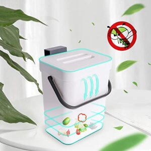 Cesun Small Trash Can with Lid Mini Kitchen Hanging Trash Can Tightly Sealed Odor Free, Small Countertop Compost Bin for Scraps from Daily Cooking, Mountable Trash Bin for Kitchen Counter, 3L White