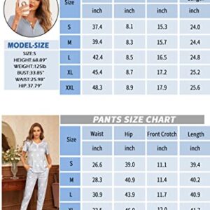 Ekouaer Womens Pajama Sets Short Sleeve Sleepwear Long Pants Soft Sleep Lounge joggers Pj Sets with Pockets