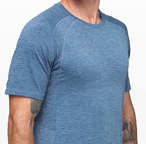 LULULEMON Men's Metal Vent Tech Short Sleeve Crew 2.0 T-Shirt (Midnight Shadow/Tempest Blue, L)